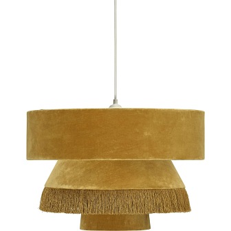 Lampa abażurowa retro Alexis aksamit musztardowa
